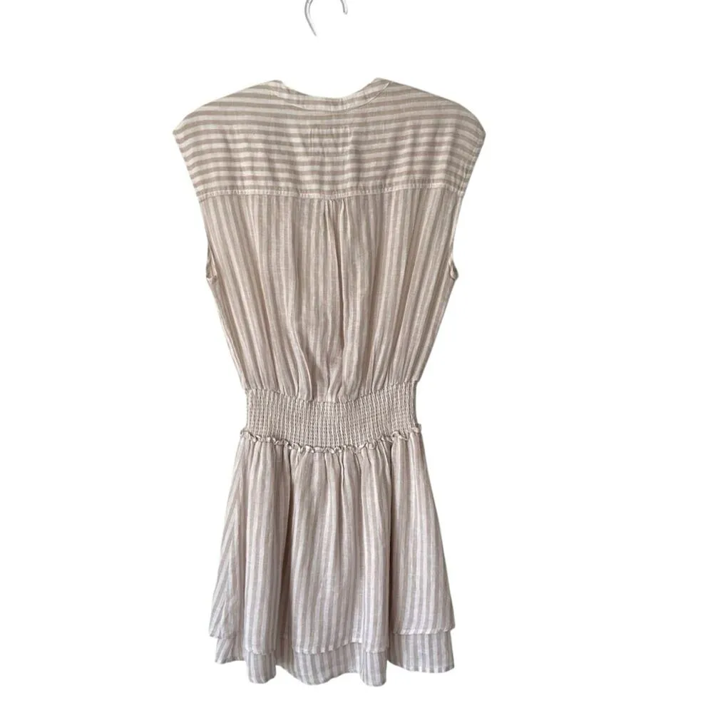 Rails Angelina Dress Dune Stripe Linen Tan White size XS - Image 6