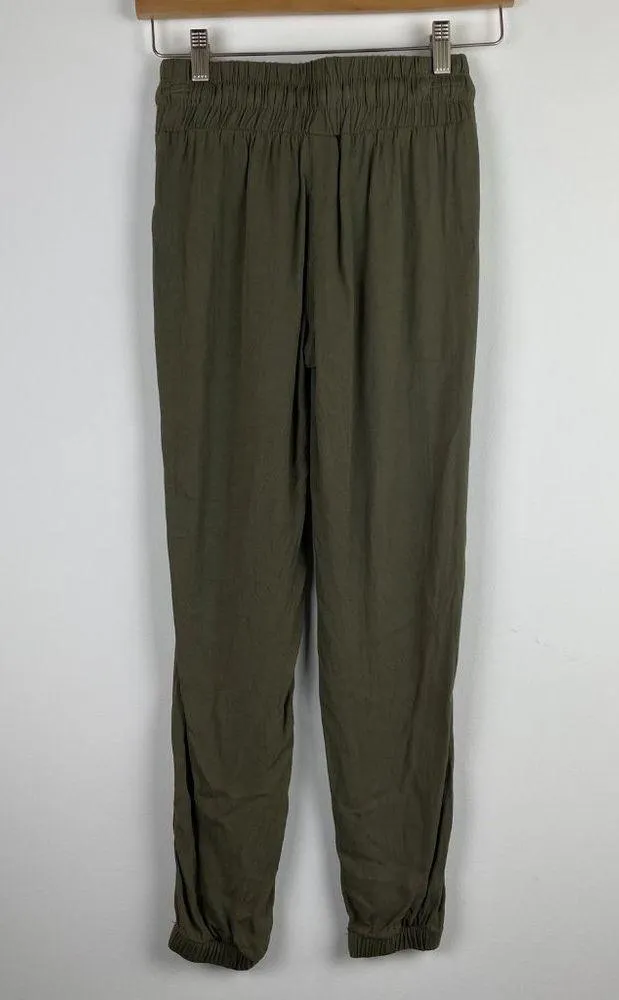Rewash 100%Rayon Pants Smocked Women's Jogger Pants Olive Green - Image 6