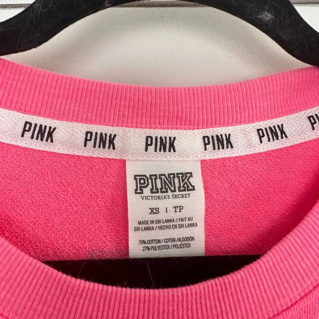 Victoria’s Secret Pink Women’s Extra Small Pink Tropical Mesh Varsity Crew - Image 2