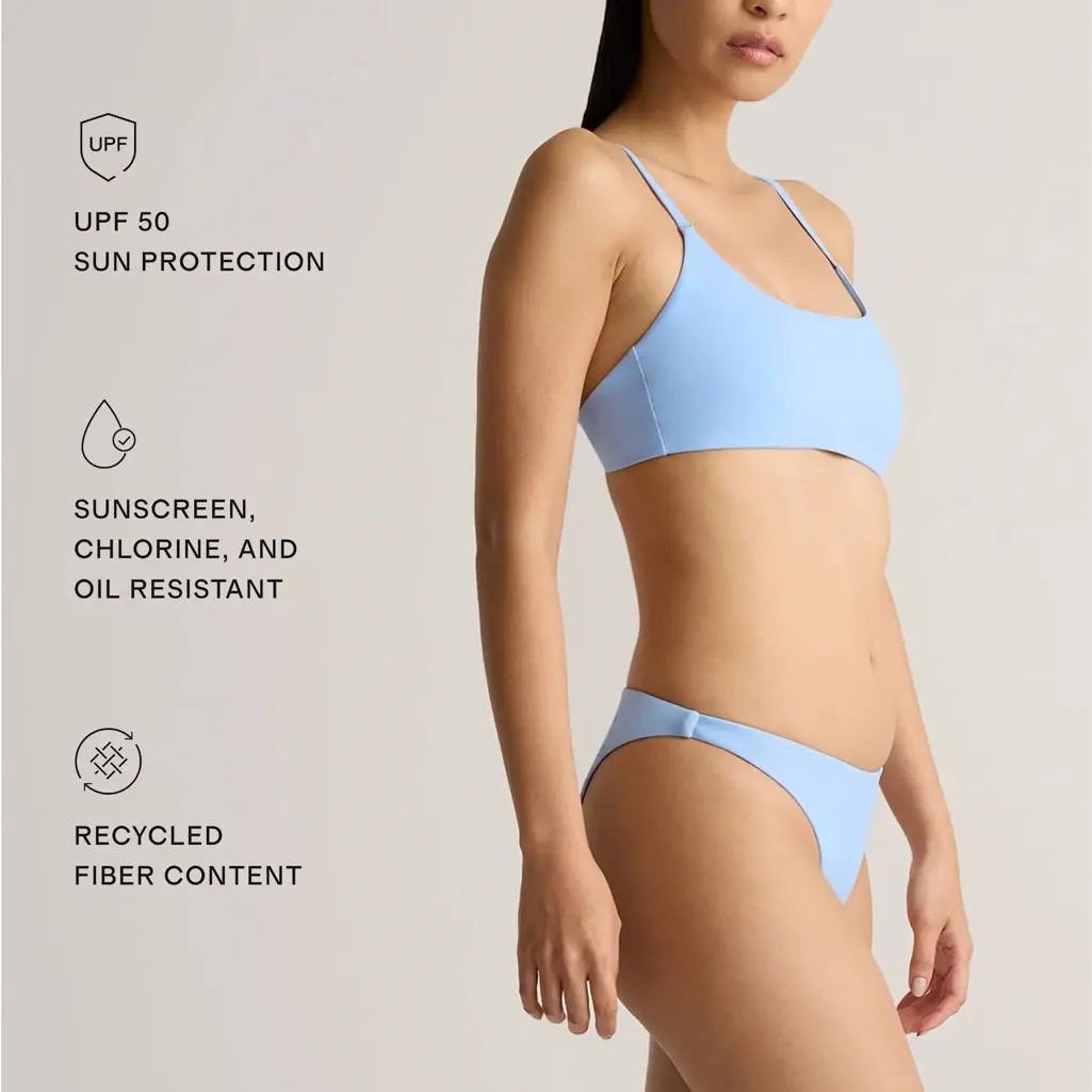 NWT Quince Women's Clear Blue Sky Scoop Neck Bikini Top Sz S - Sold out online - Image 3