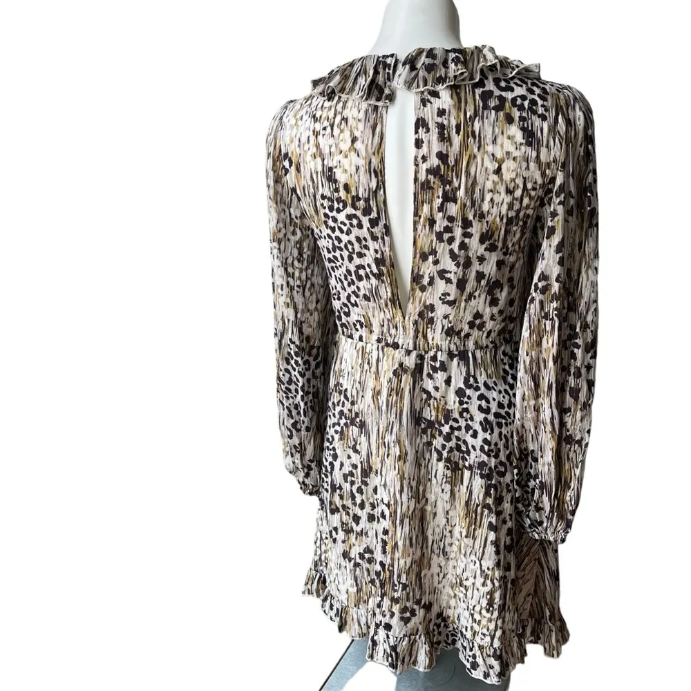 By Together Leopard Print Ruffle Trim Mini Dress, Sz S - Image 4