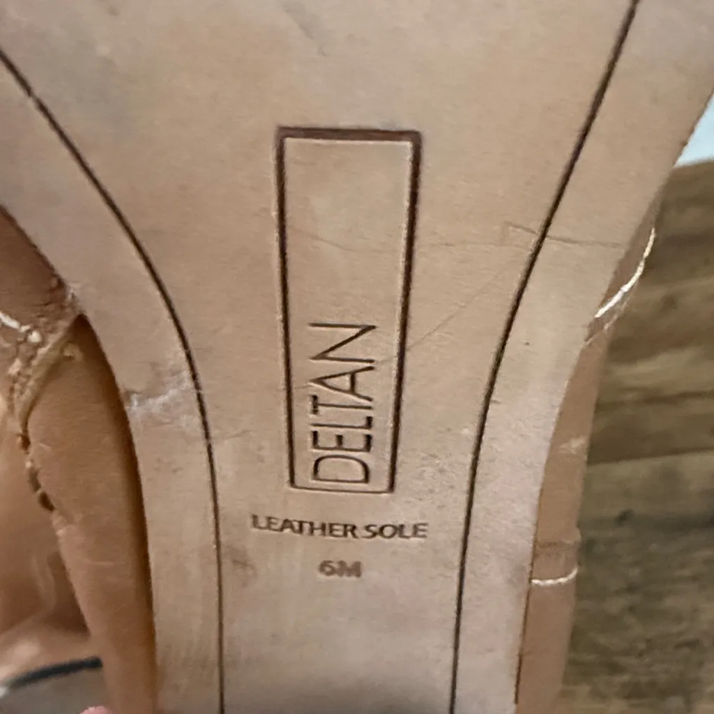 Deltan Tan Leather Western 3" Heeled Pull On Tall Boots Size 6 - Image 8