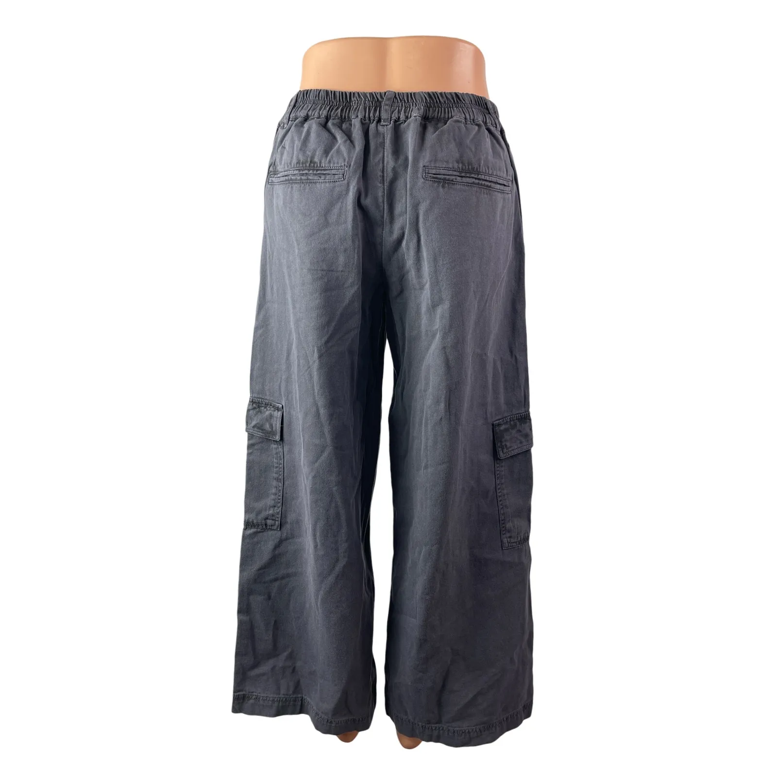 O'Neill Women's Gray High Rise Barrel Baggy Wide Leg Cargo Trousers Pants Size S - Image 4