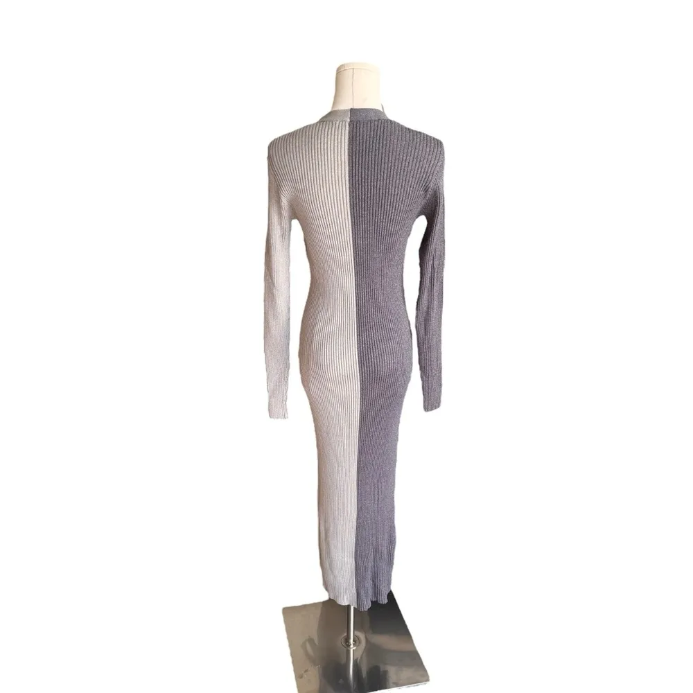 STAUD - Shoko Sweater Dress Gray Colorblock Midi Sz M - Image 5