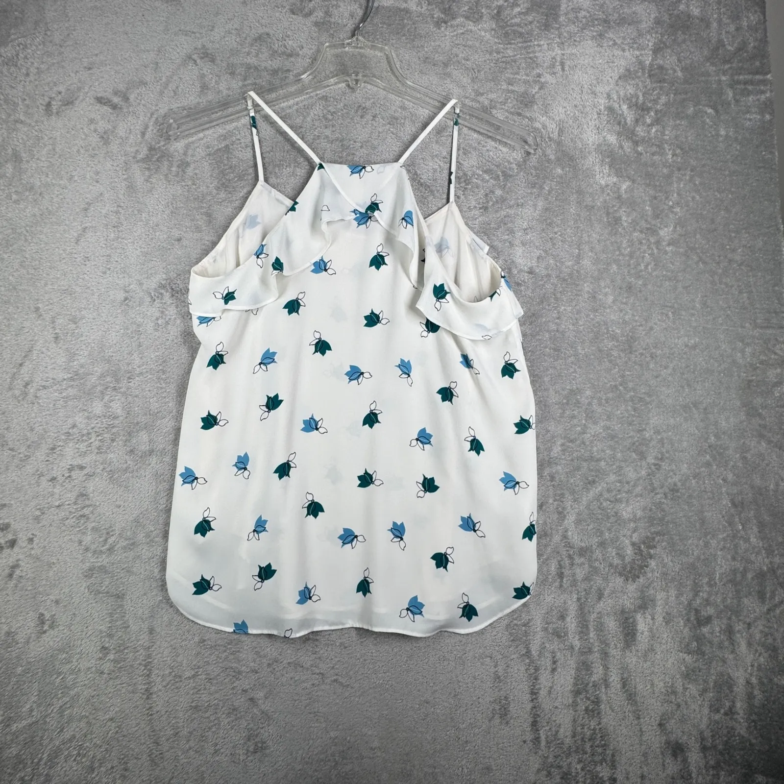 Loft Floral Print Cami Womens M White Blue Green Sleeveless Summer‎ Layering Top - Image 3