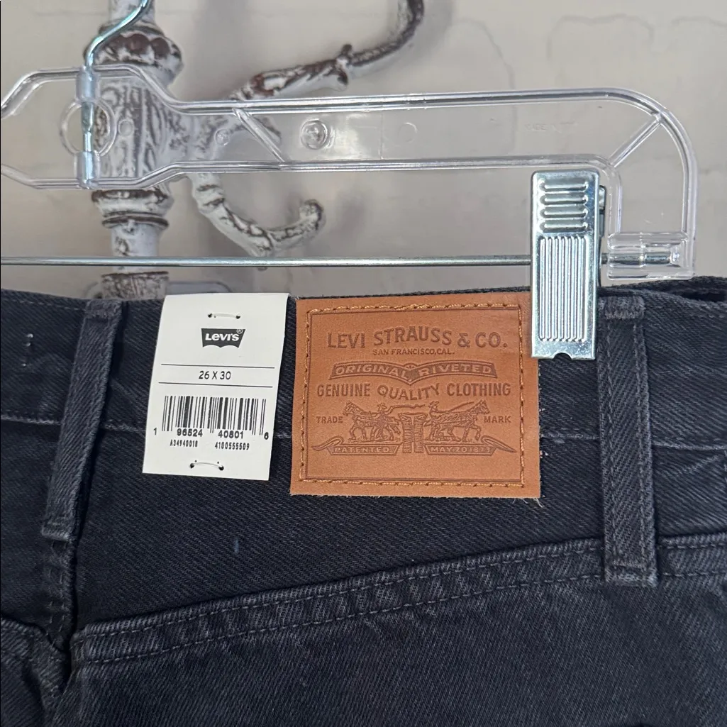 Levi's Baggy Dad Jeans Women's 26x30 Black Straight Leg Mid-Rise Distressed NEW - Image 6