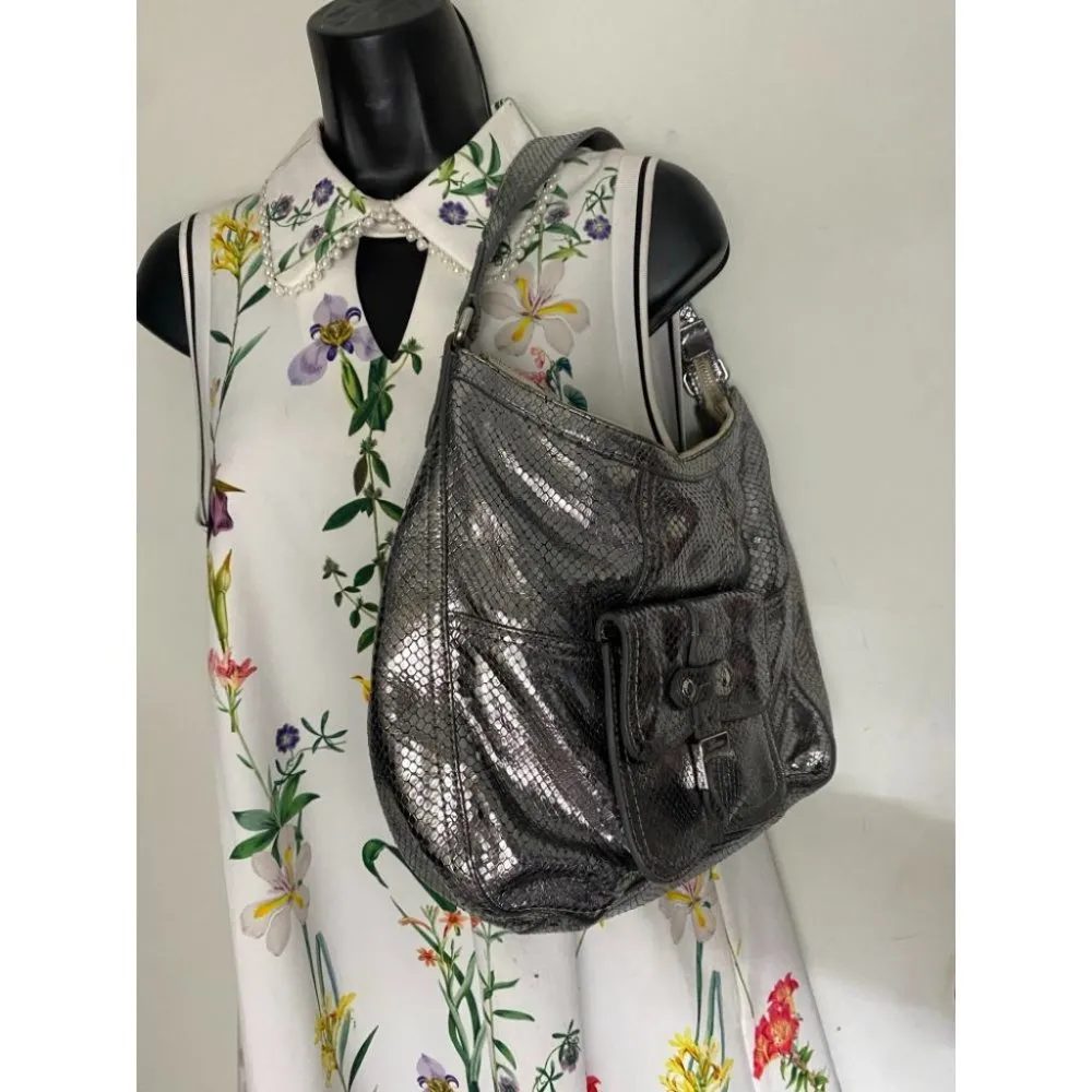 COLE HAAN Silver Snake Print Leather Hobo Bag - Image 12