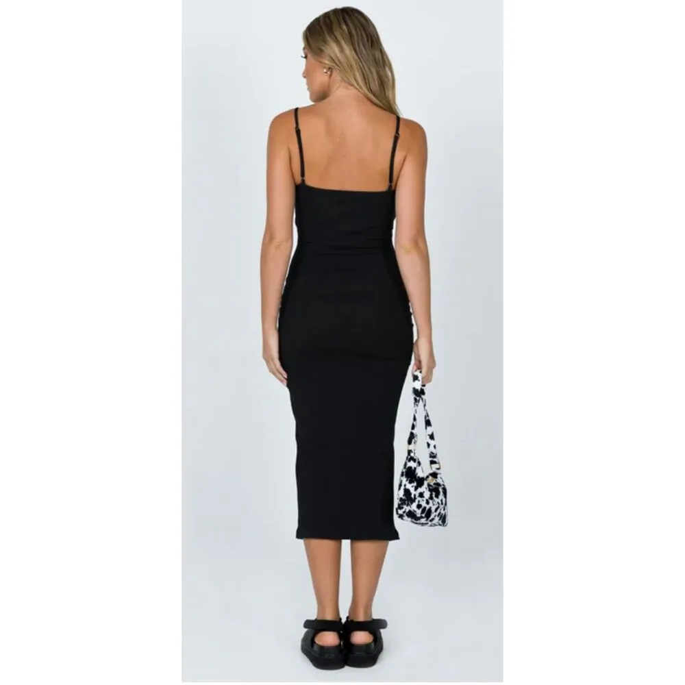 Princess Polly Ribbed Midi Dress with Slit Size 2 - Image 3