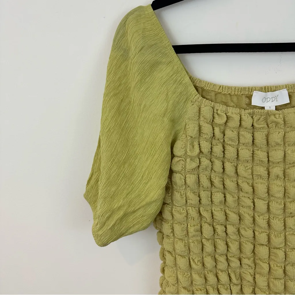 Oddy Green Textured Bubble Women's Blouse Size Small Women's Yellow - Image 3