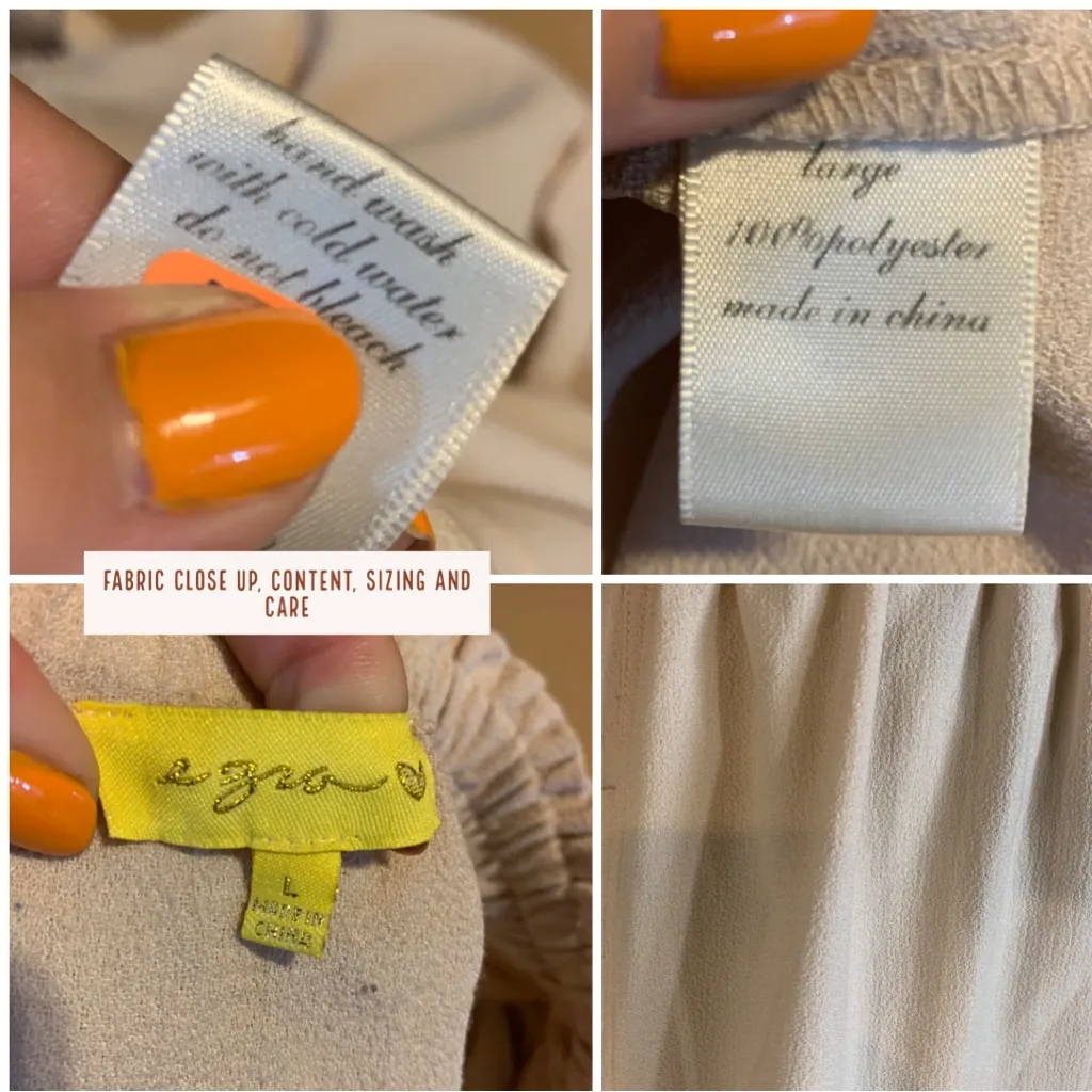 EZRA BEIGE ELASTIC WAIST APRON POCKETS MIDI SKIRT (L) - Image 11