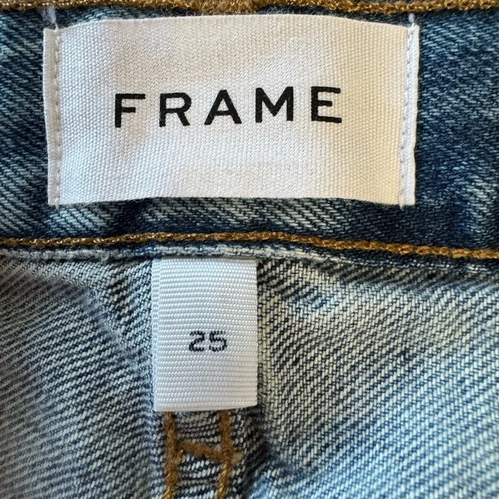 Frame Le Slouch Bermuda Riverrun Distressed High Rise Denim Jean Shorts Size 25 - Image 5