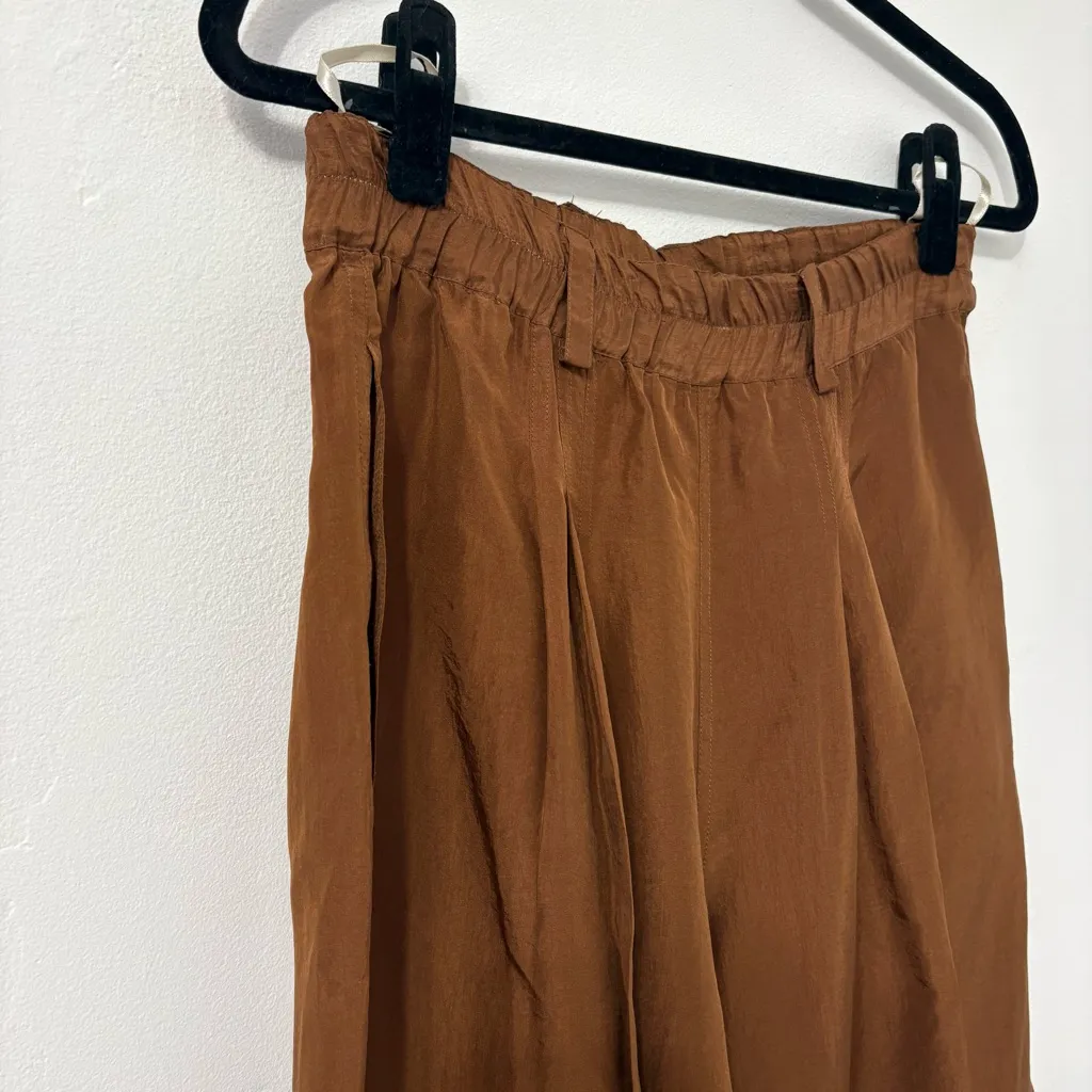 Vintage 90s Express Chocolate Brown Oversized 100% Silk Shirt Pants Set  Sz XS/0 - Image 8