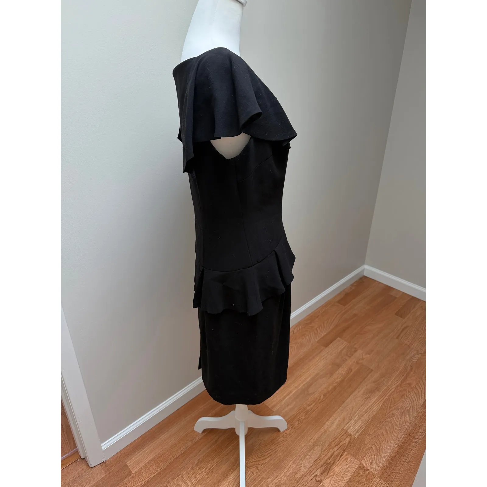 Teri Jon by Rickie Freeman Sheath Dress Womens 10 Black Peplum Formal Elegant - Image 6