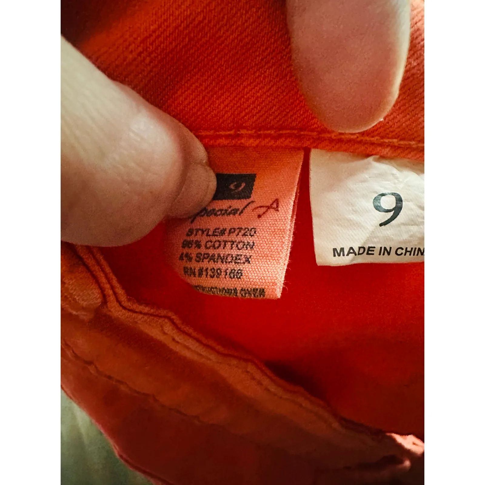 Vintage SPECIAL A Orange Cotton Spandex Blend Low Rise Skinny Jeans size 9 - Image 10