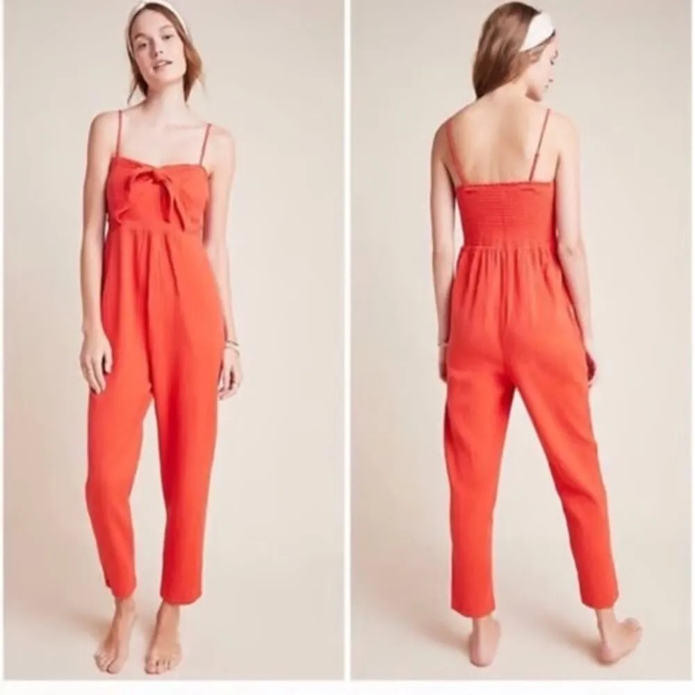 Anthropologie Saturday Sunday Isabel Tie Front Jumpsuit - Red - XS - Image 12