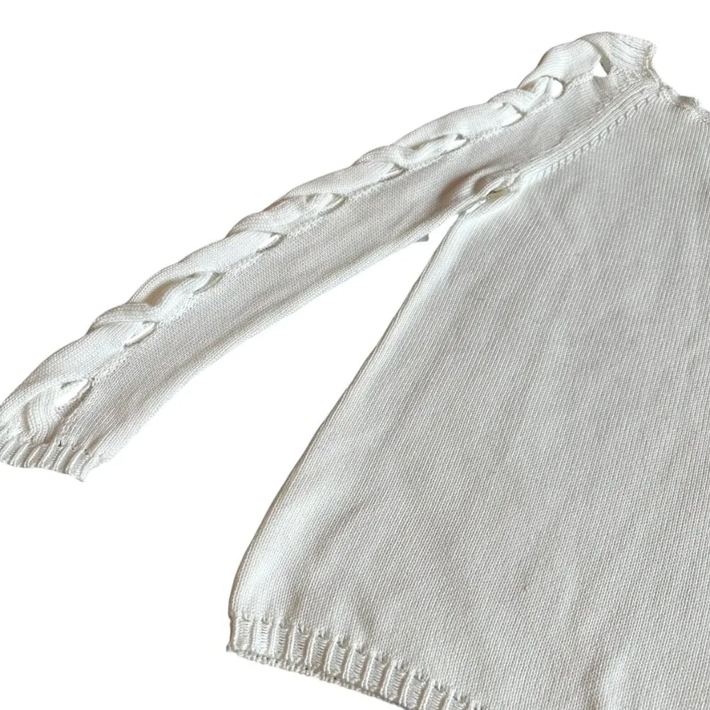 Per Se by Carlisle White Woven Pullover Sweater Cutout Sleeves Size XS NWT - Image 5
