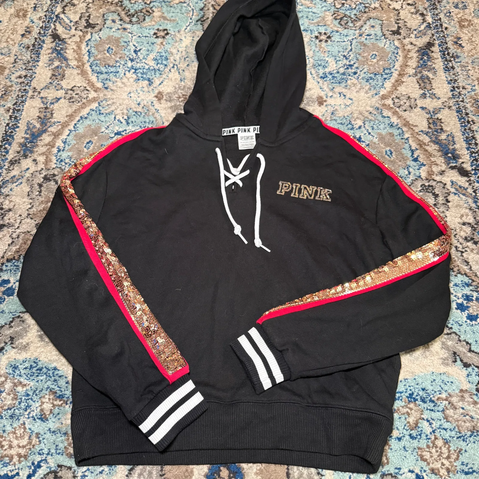 vs pink bling hoodie roses Black Size XS - Image 2