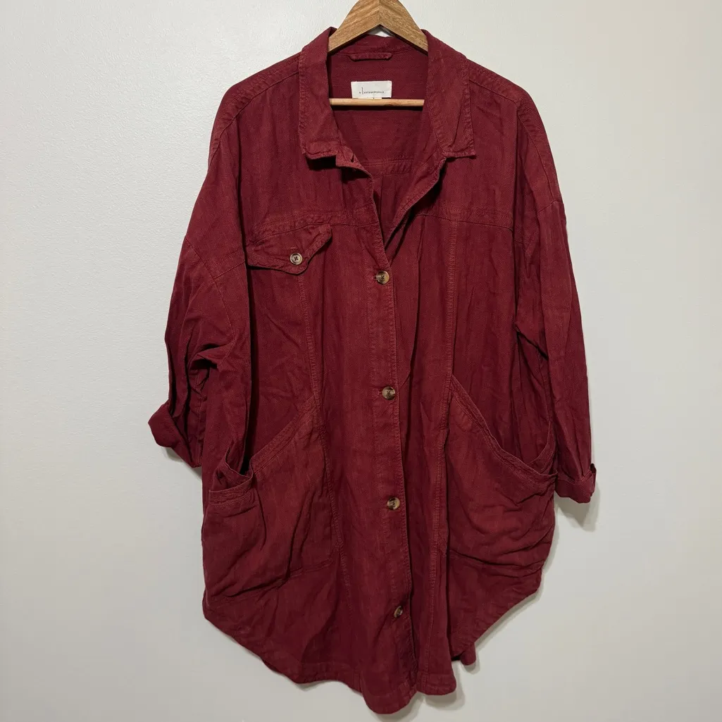 Anthropologie Avery Embroidered Kimono Jacket Size Large Oversized Button Up - Image 3