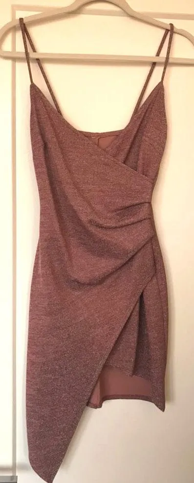 Mauve Sparkling Slit Dress Pink - Image 4