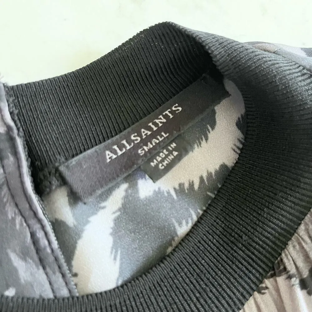 All Saints Fayre Remix Animal Printed Long Sleeve Black Handkerchief Midi Dress - Image 9