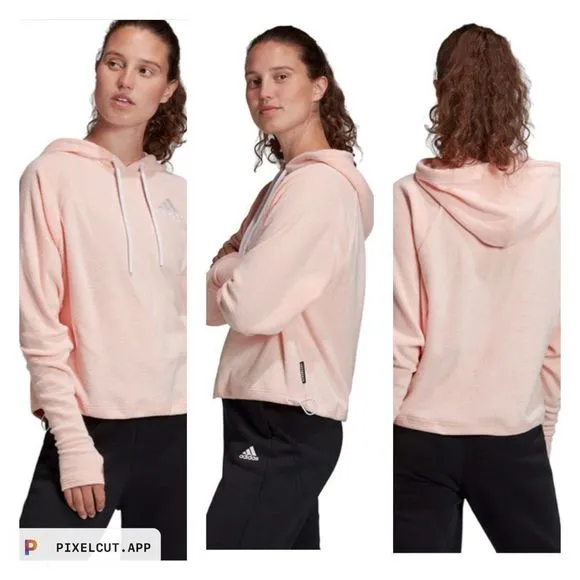 NWT Adidas Women’s Hazcor & Whtmel Coral/White Hoodie Size Medium - Image 2