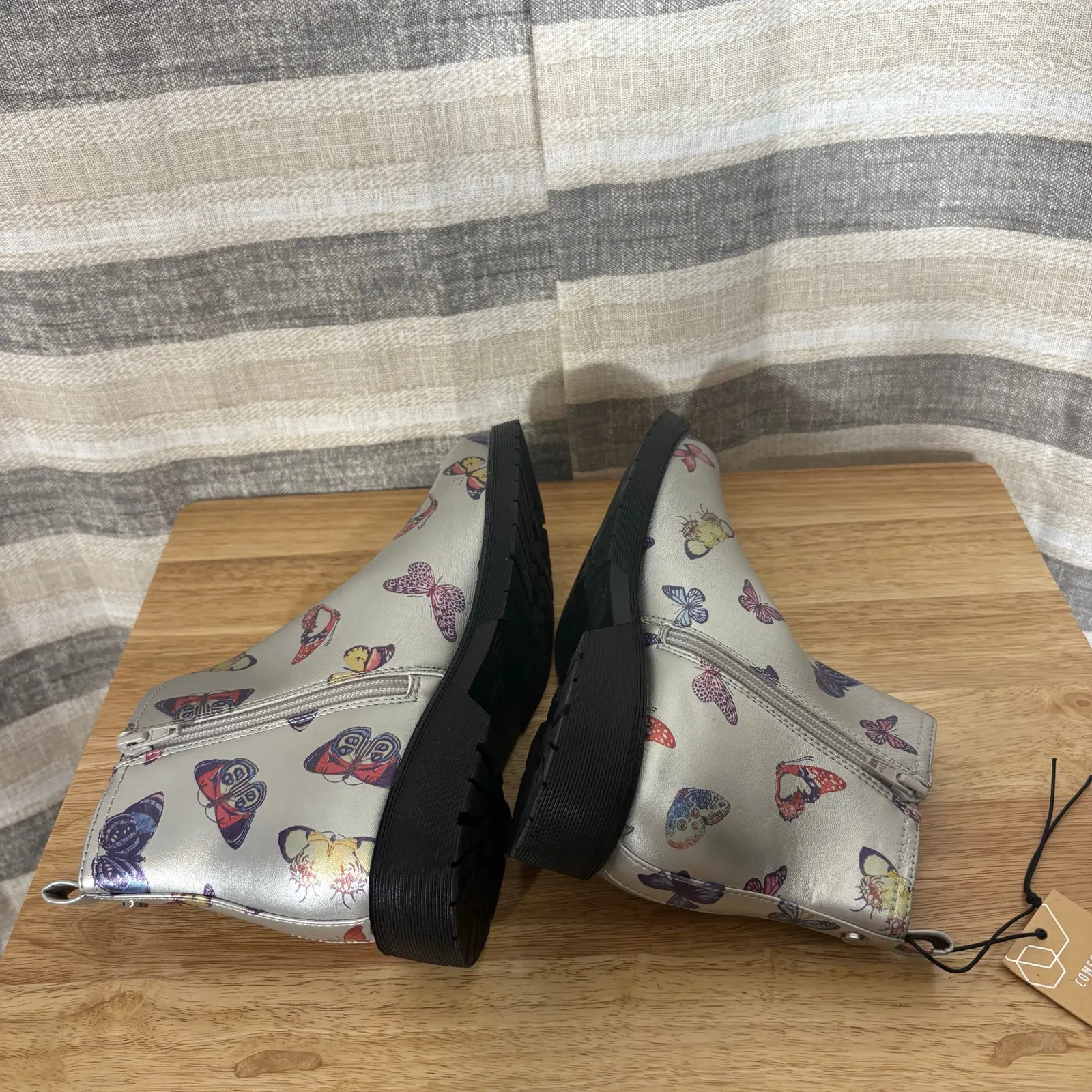 Madden NYC Silver Butterfly Ankle‎ Boots Size 6 - Image 6