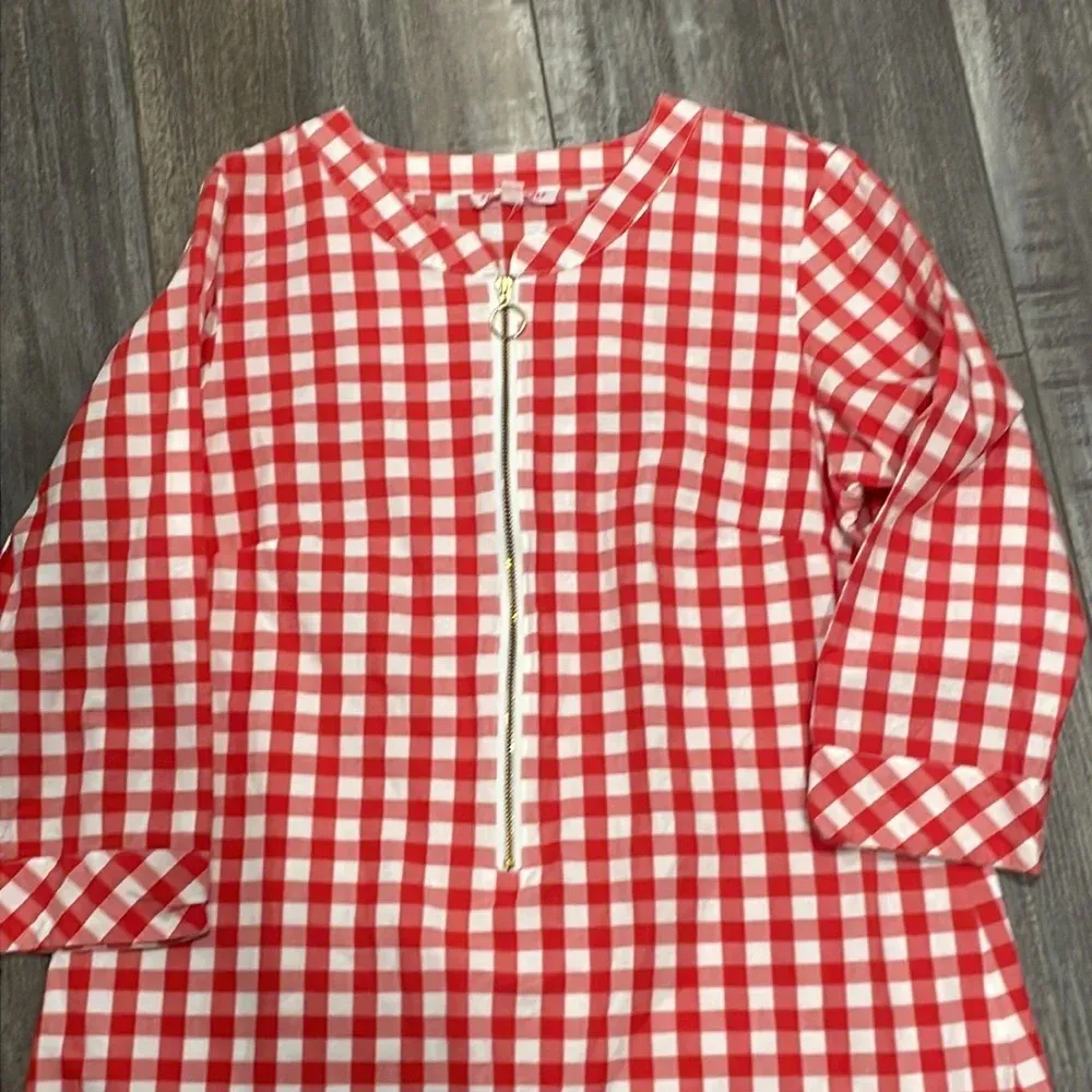 Kayce Hughes Gingham Tunic size 4 Red - Image 2