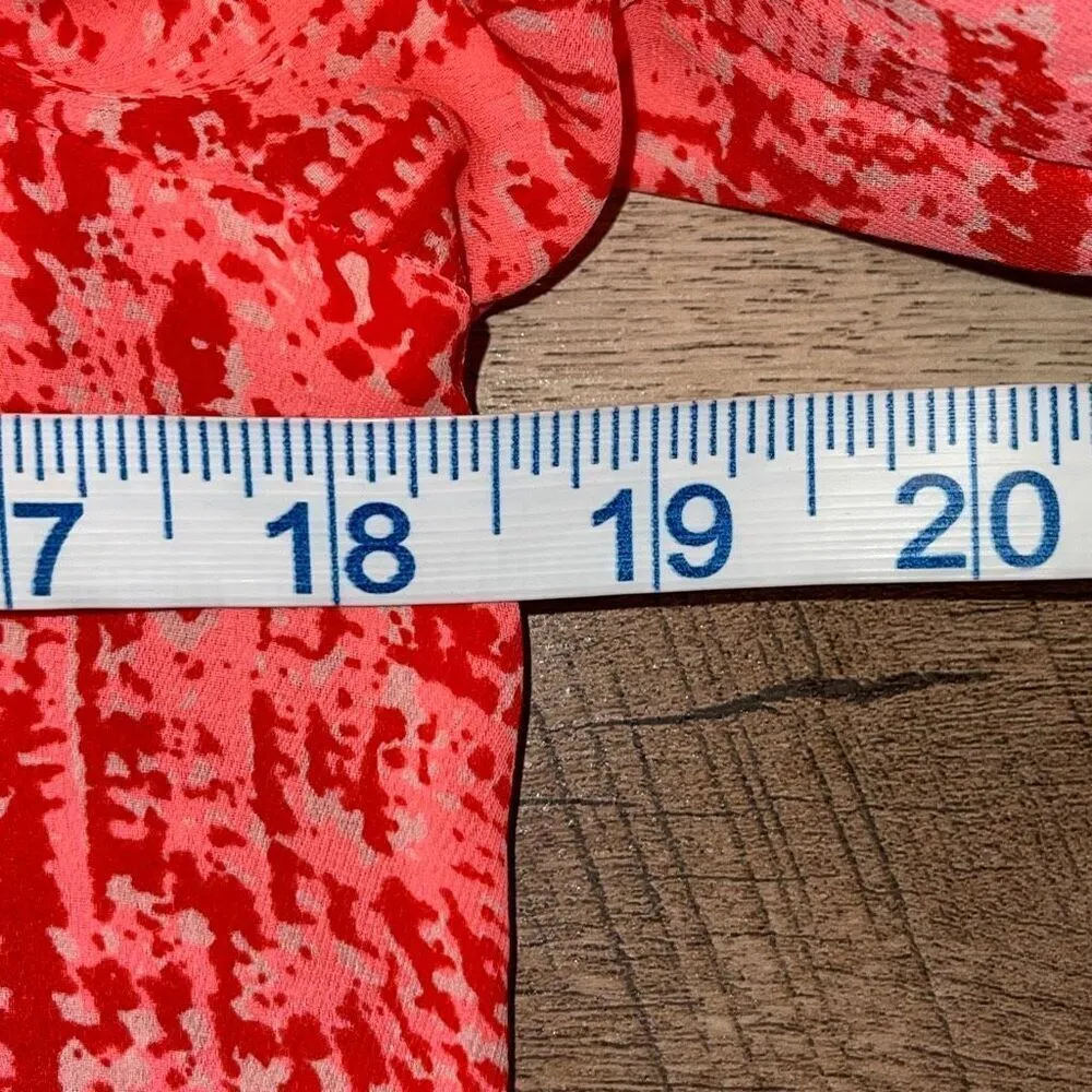 Banana Republic Womens Aubrey Long Sleeve Abstract Pullover Tunic Blouse Red Pin - Image 8