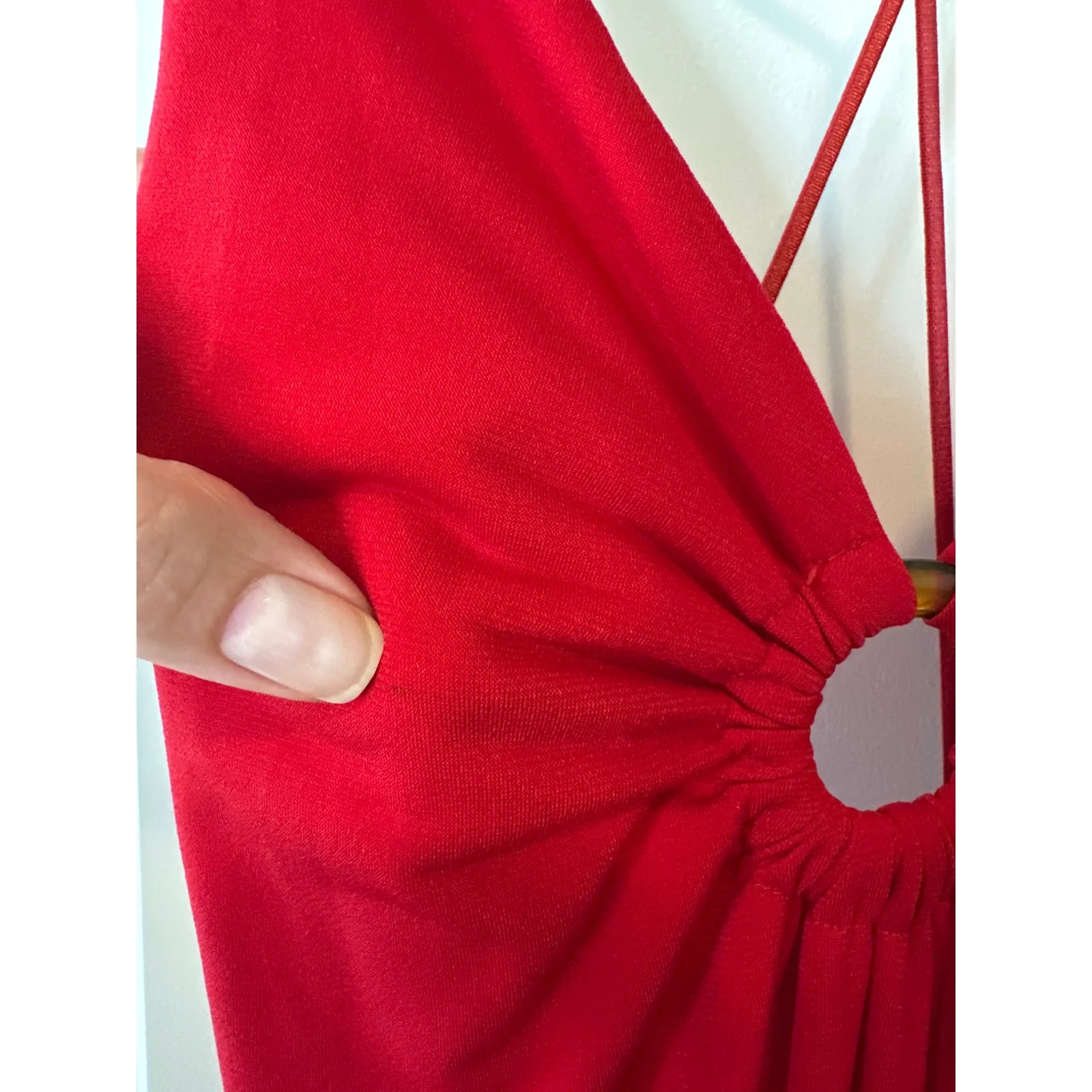 Musier Paris Red Iraklia Strappy Backless Midi Dress Size 6 FR38 - Image 7