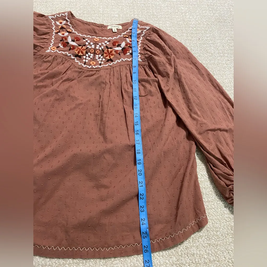 Max Studio Rust Embroidered Blouse - Image 9