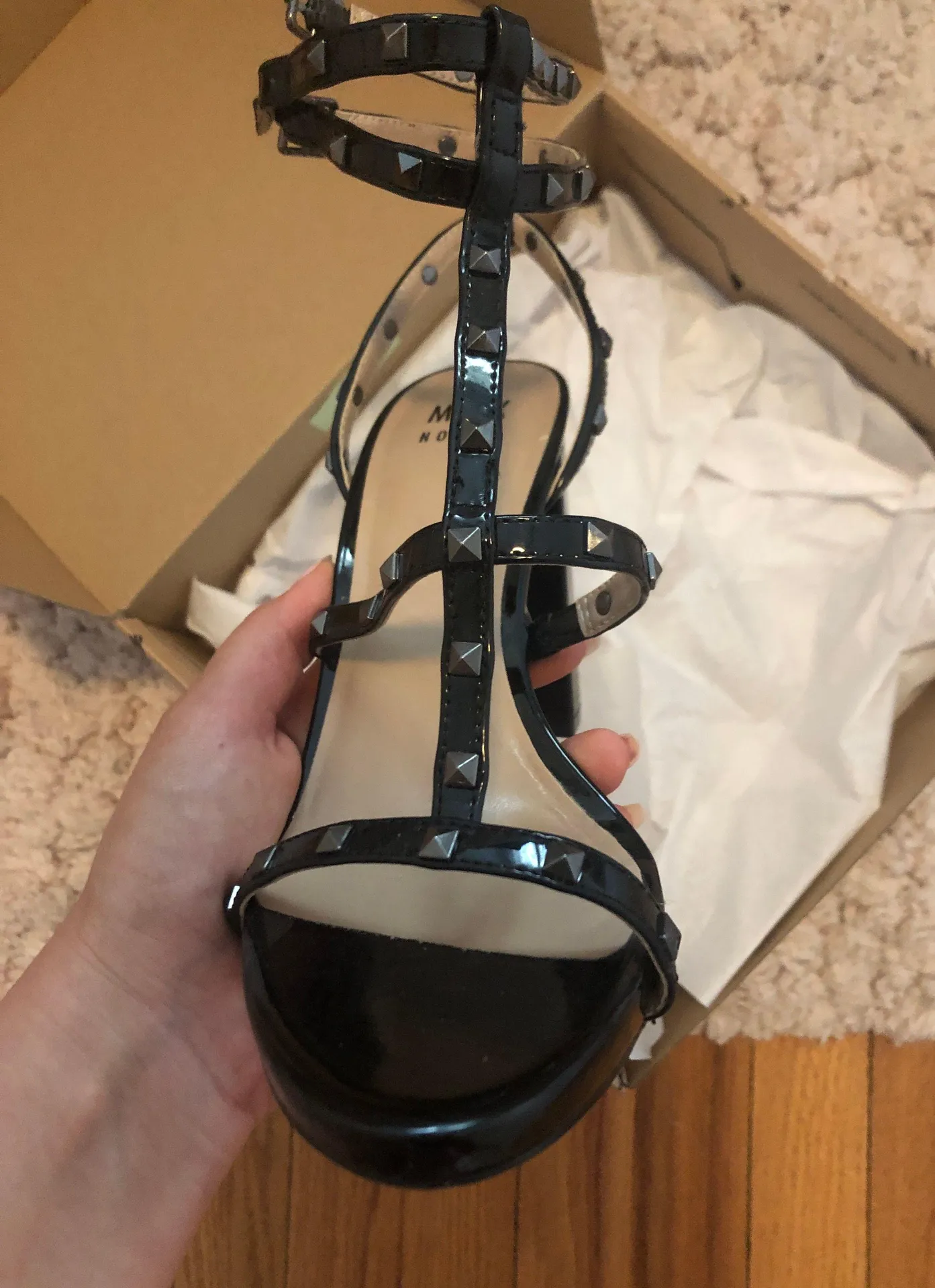 mix no. 6 Black Studded Block Heel - Image 3