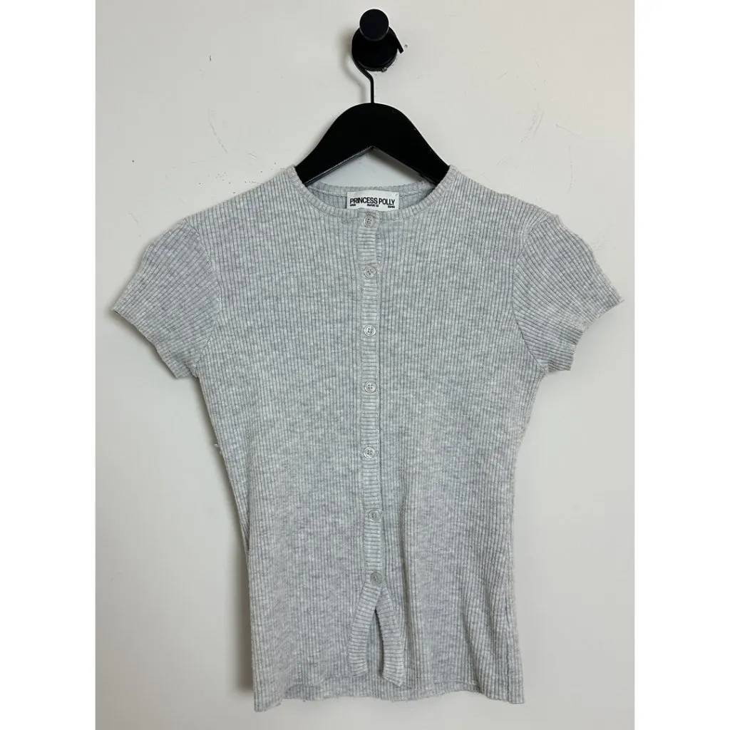 PRINCESS POLLY Suzu Knit Top in Grey Size US 8 - Image 5