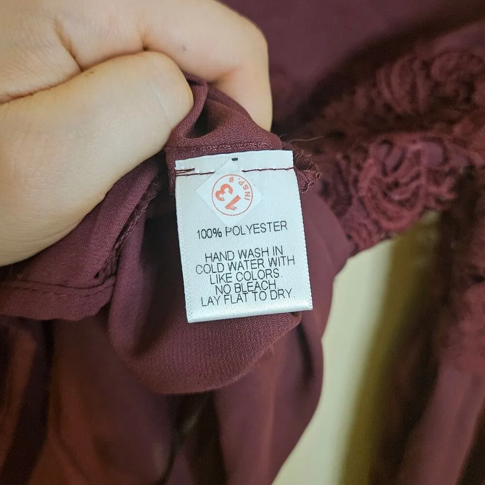 Nordstrom Harlowe & Graham Zinfandel Dark Plum Red Blouse Boho NEW NWT Medium - Image 9