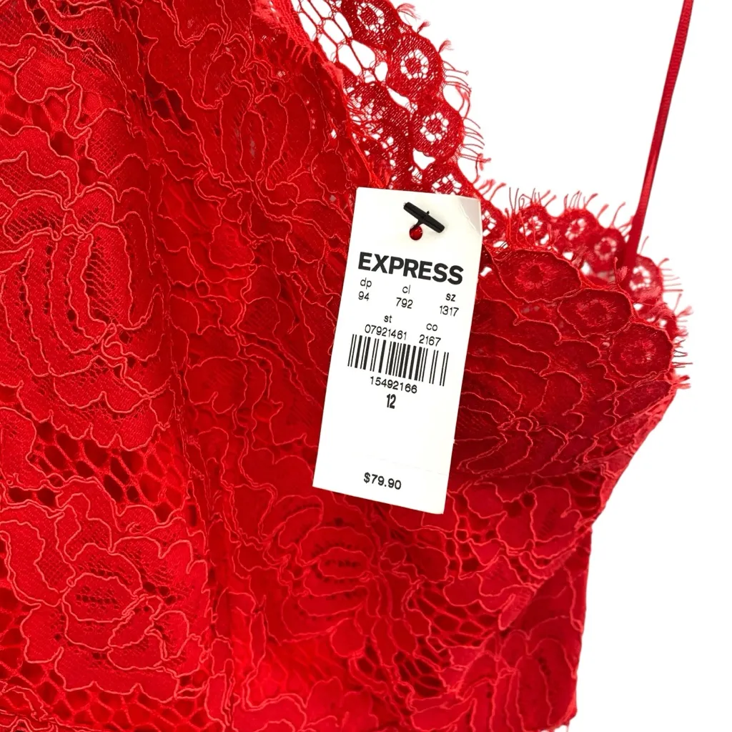 Express Red Lace Corset Dress Bodycon Cocktail New Size 12 - Image 4