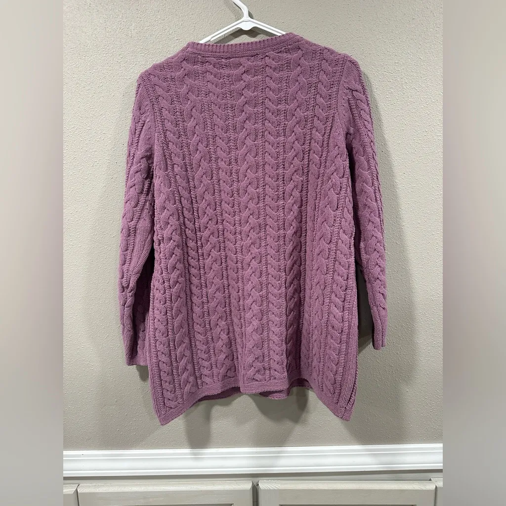 J Jill Lavender Purple 100% Cotton Crew Neck Chunky Knit Sweater Size undefined - Image 4