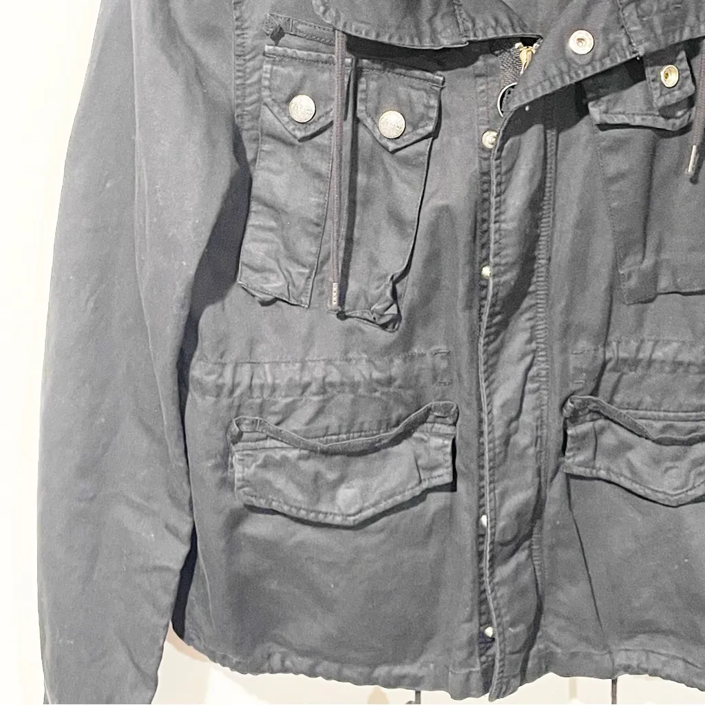 Diesel‎ Size Small Black Linen Cotton Blend Multi Pocket Utility Hooded Jacket - Image 2