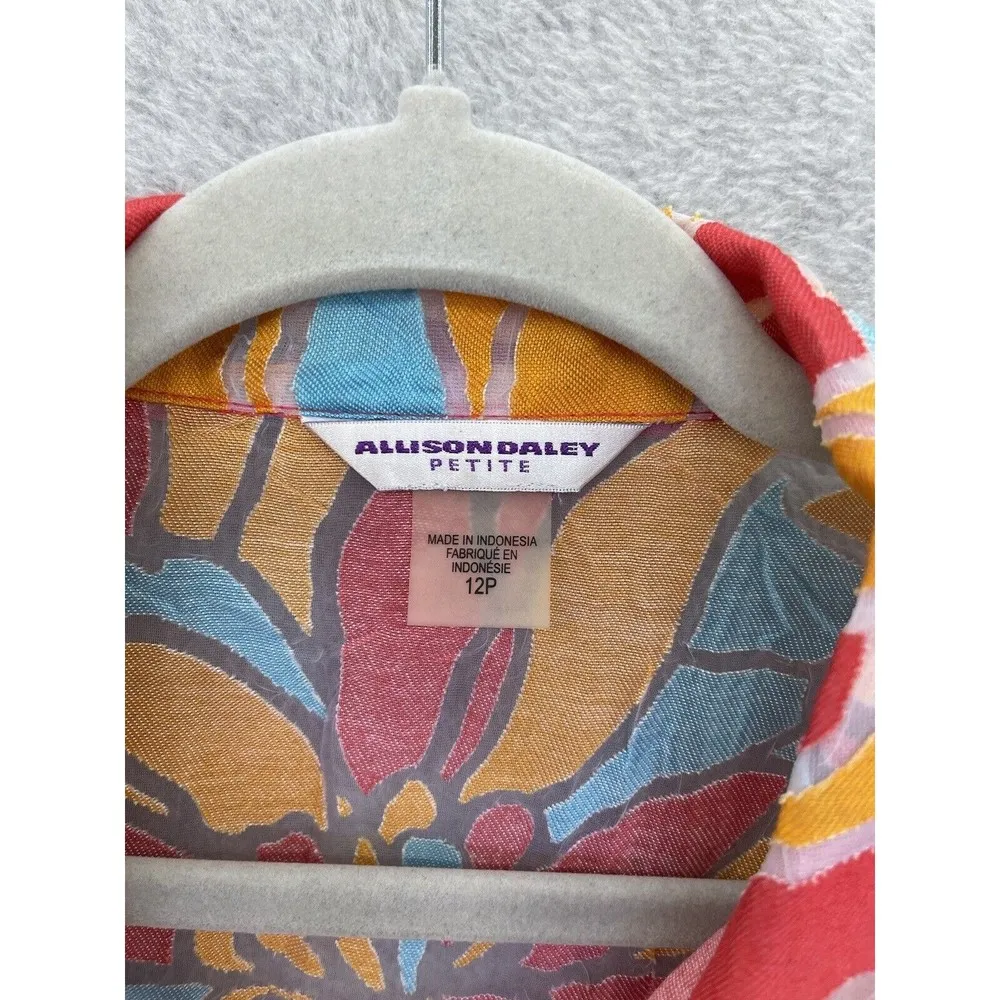 Allison Daley Women's Button Down Shirt Short Sleeve Orange Size 12 Petite - Image 11