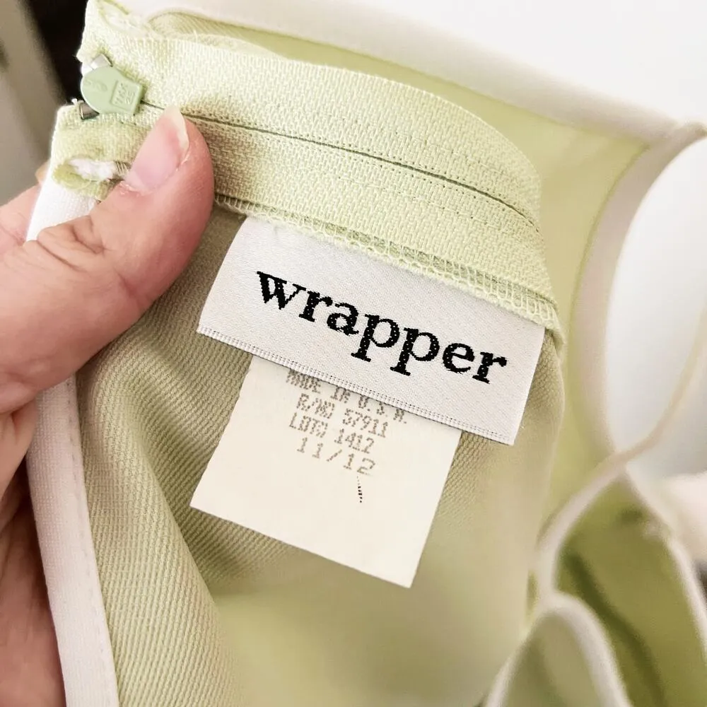 [Vintage] 90s Wrapper Green Mini Dress Daisy Belt Y2K High Neck Halter Sz Large - Image 10