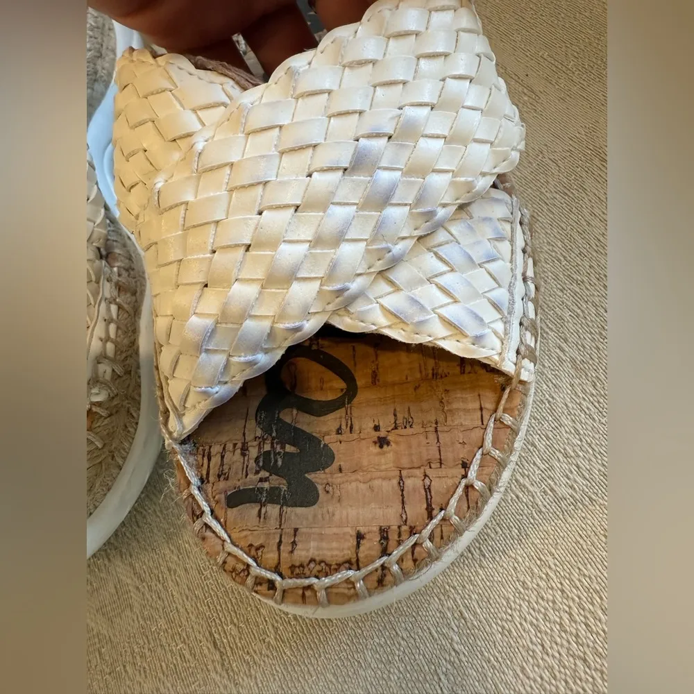 Sam Edelman Woven Slide Sandals - White Crisscross Espadrille Size 7M - Image 5