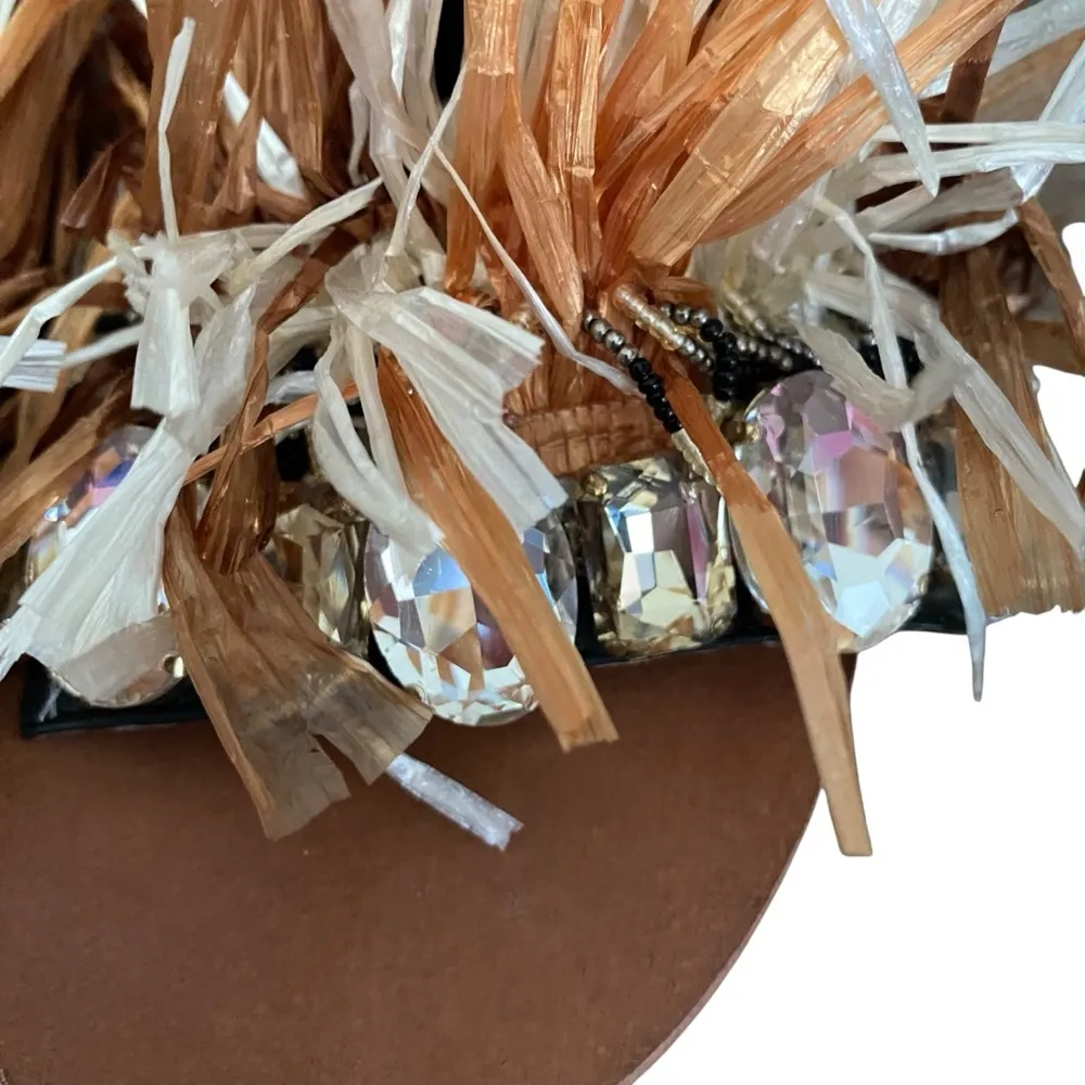 Kenneth Cole NWOB Leather Heron Slide Sandal Fringe Jewels size 9.5 Brown - Image 5