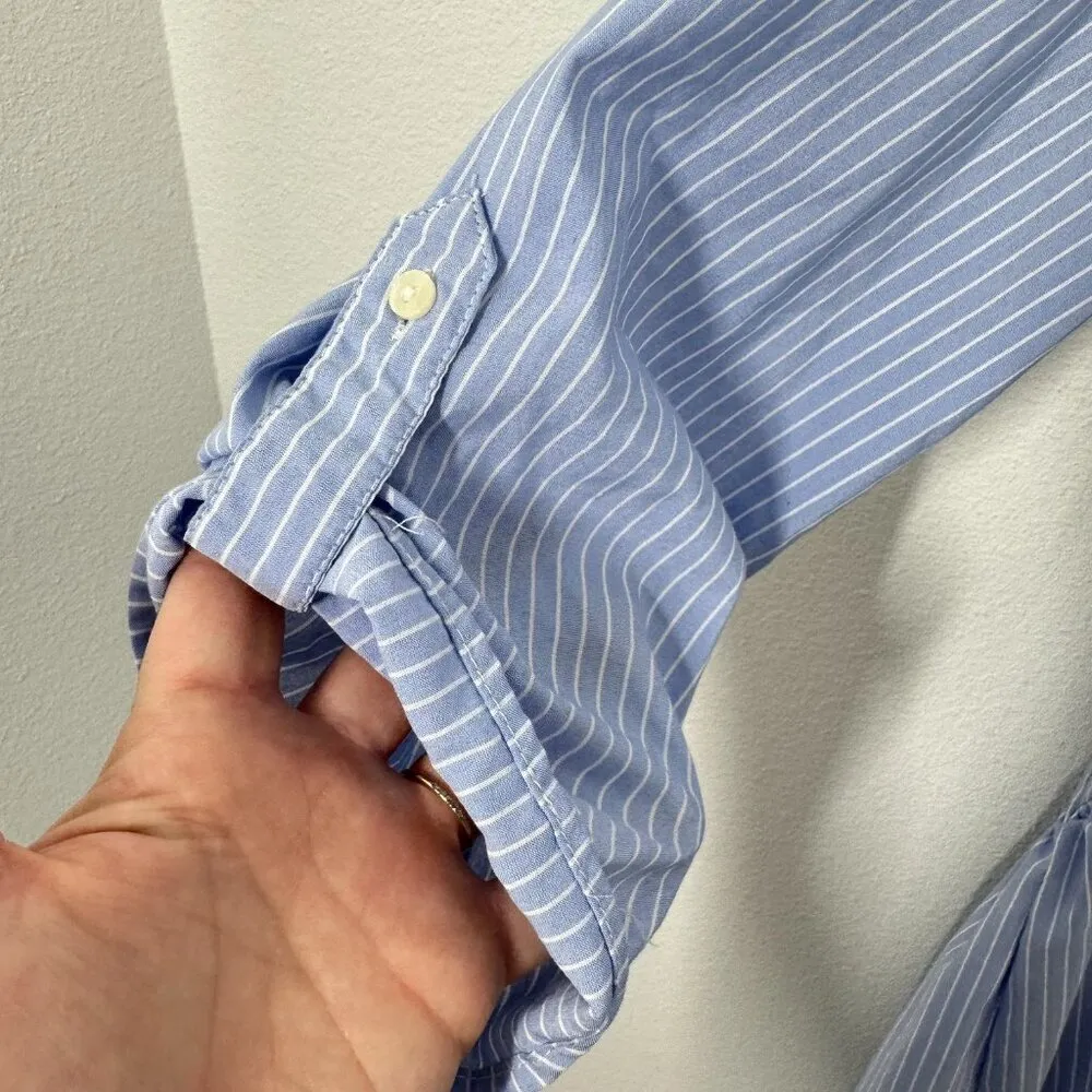 ONLY Women's Size‎ 8 Fit & Flare Blue Striped Shirt Dress Casual Summer Preppy - Image 7