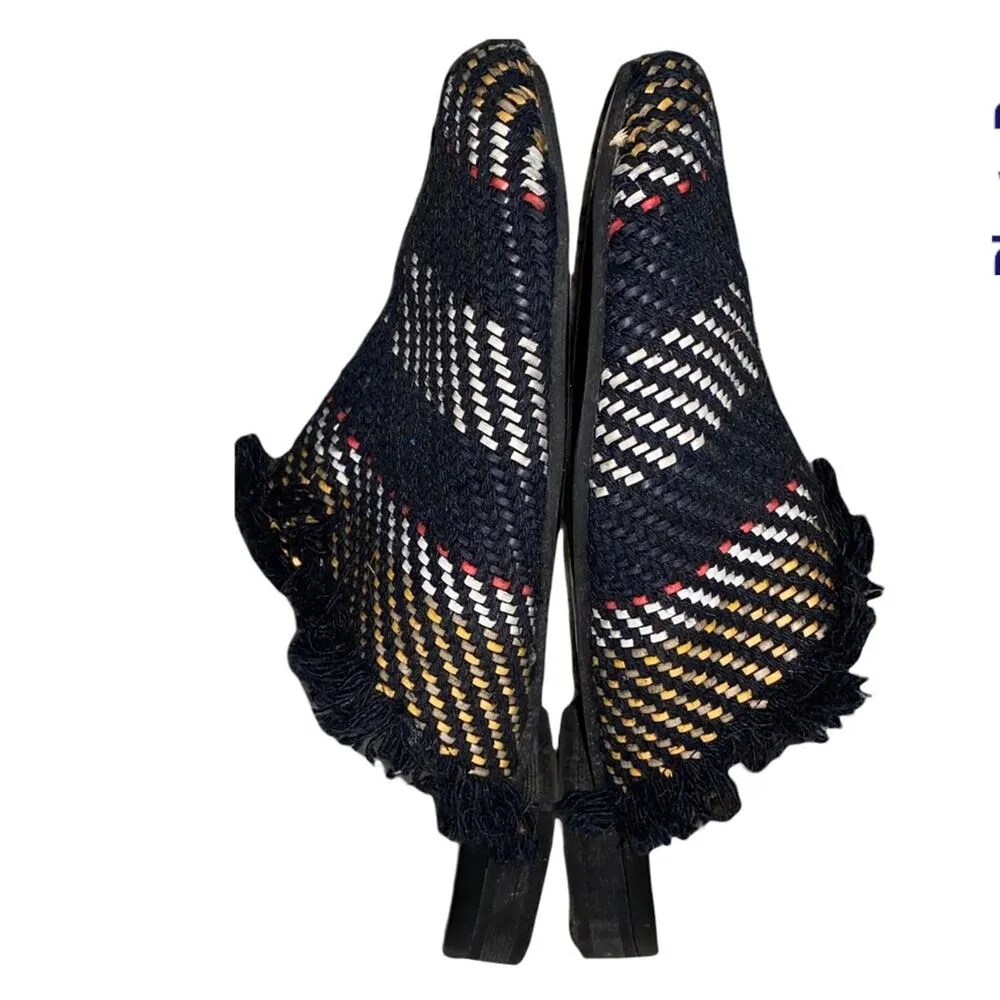 Kaanas Woven Multicolored Mule with Fringe - Image 7