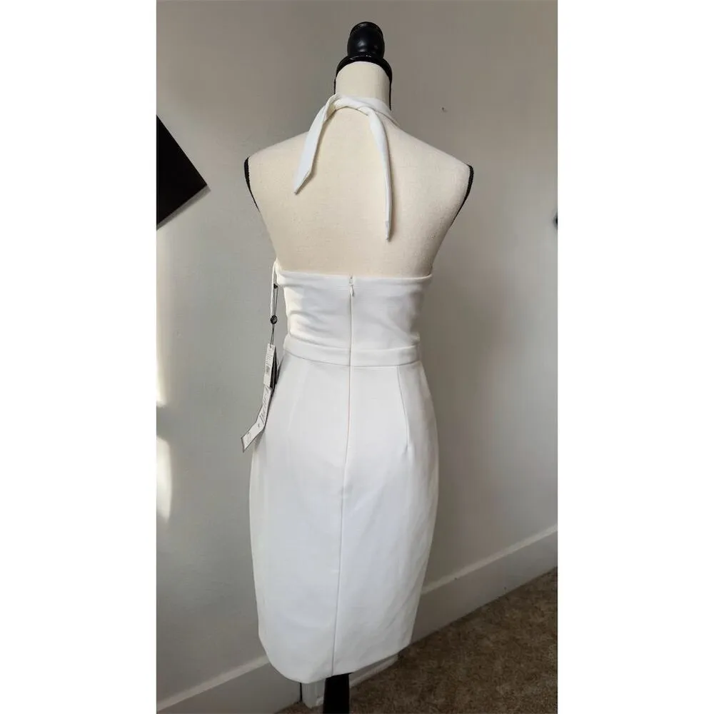 NEW Adrianna Papell Womens Ivory Halter Keyhole Dress Size 2 Party Cocktail - Image 6