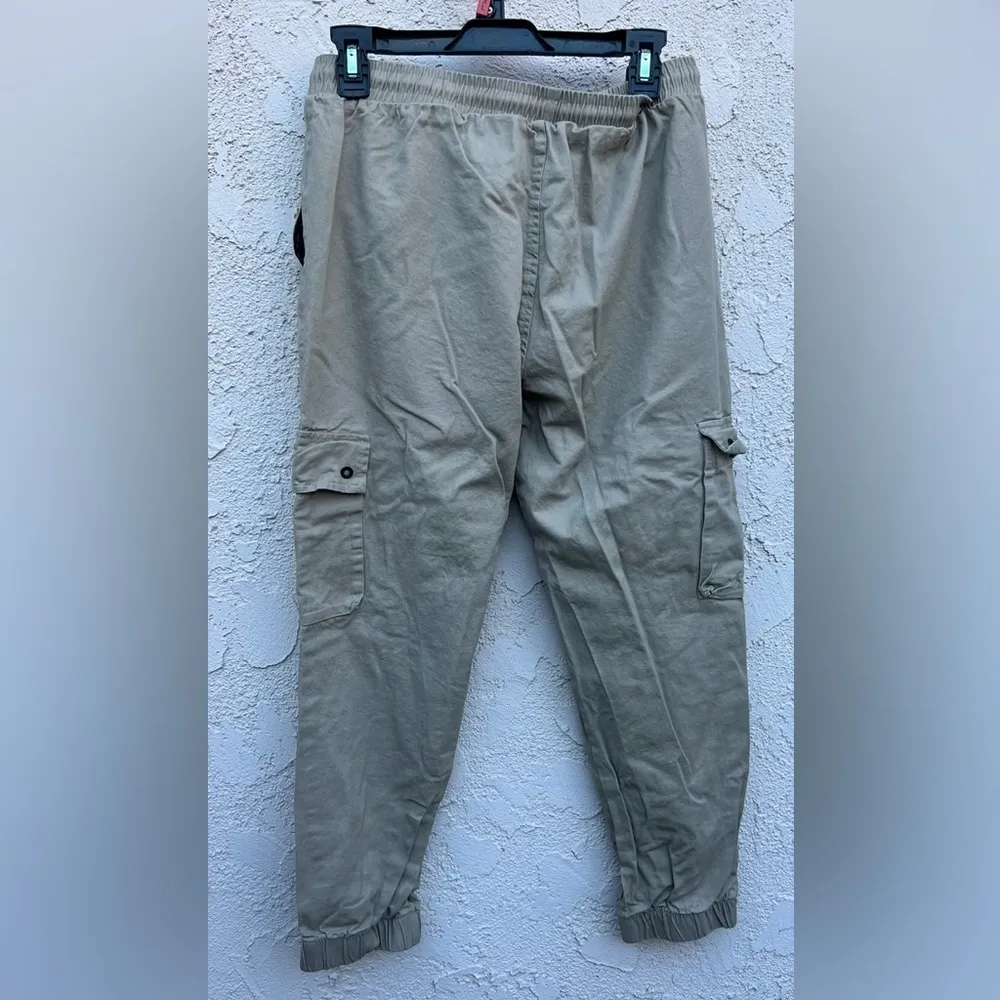 Shein M khakis Creme elastic drawstring cargo pants - Image 3