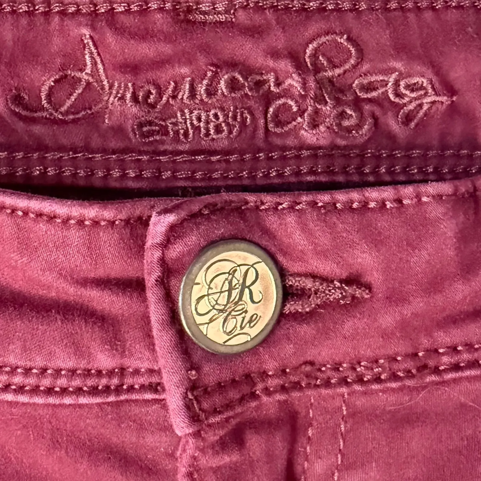 American Rag Maroon Red Burgundy Sateen 5-Pocket Skinny Pants Jeans size 11 - Image 2