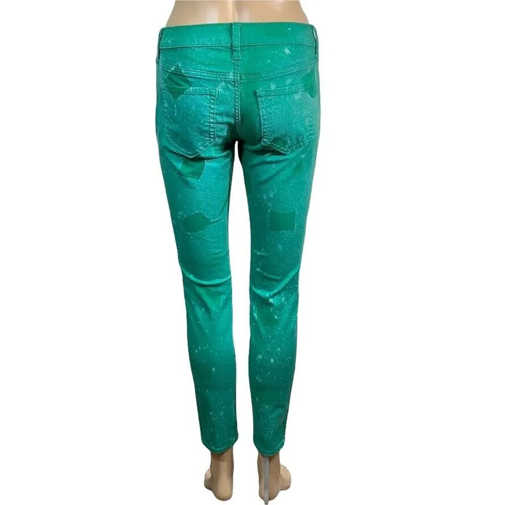 Old Navy Womens Denim Skinny Jeans Bleached Rock Star Ankle Length Green Size 4 - Image 4