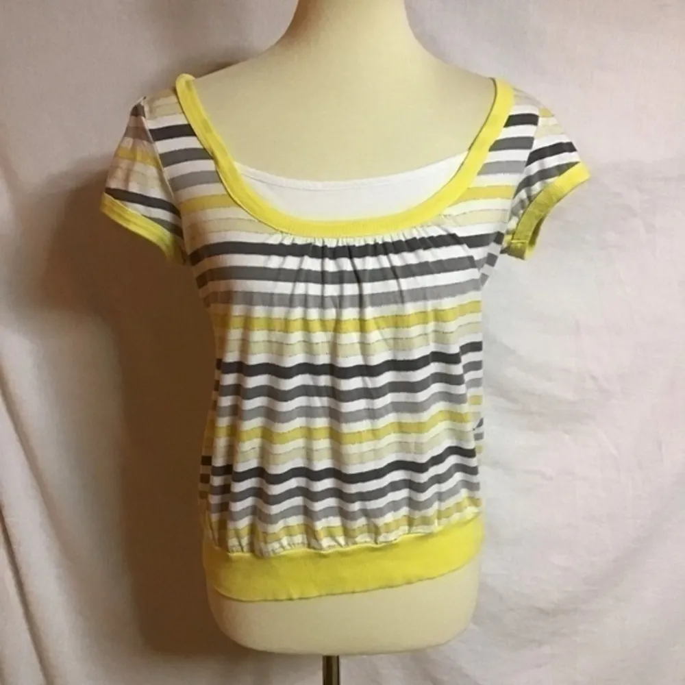 VTG Y2K fun bright striped top Yellow - Image 5