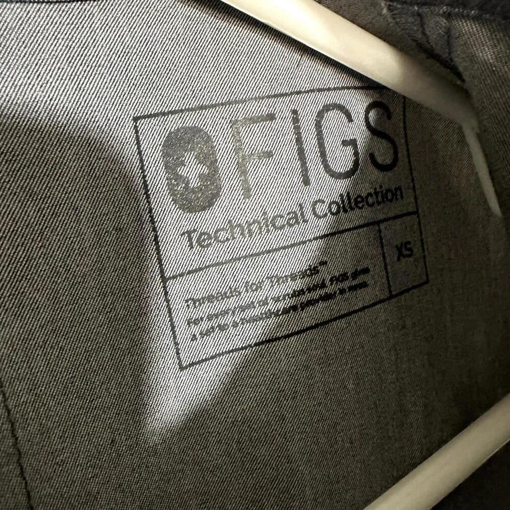 Figs Malindi Top Graphite Gray Technical Collection Tailored XS Pockets Collared - Image 2