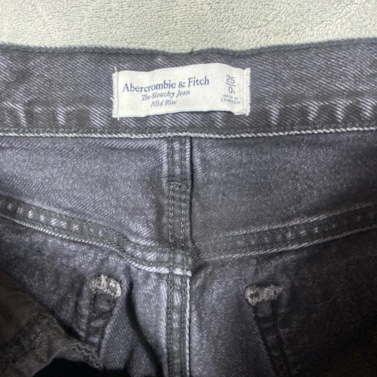 Abercrombie & Fitch The Slouchy Jean‎ Mid Rise Sz 0 Wide Leg Black Curve Love - Image 4