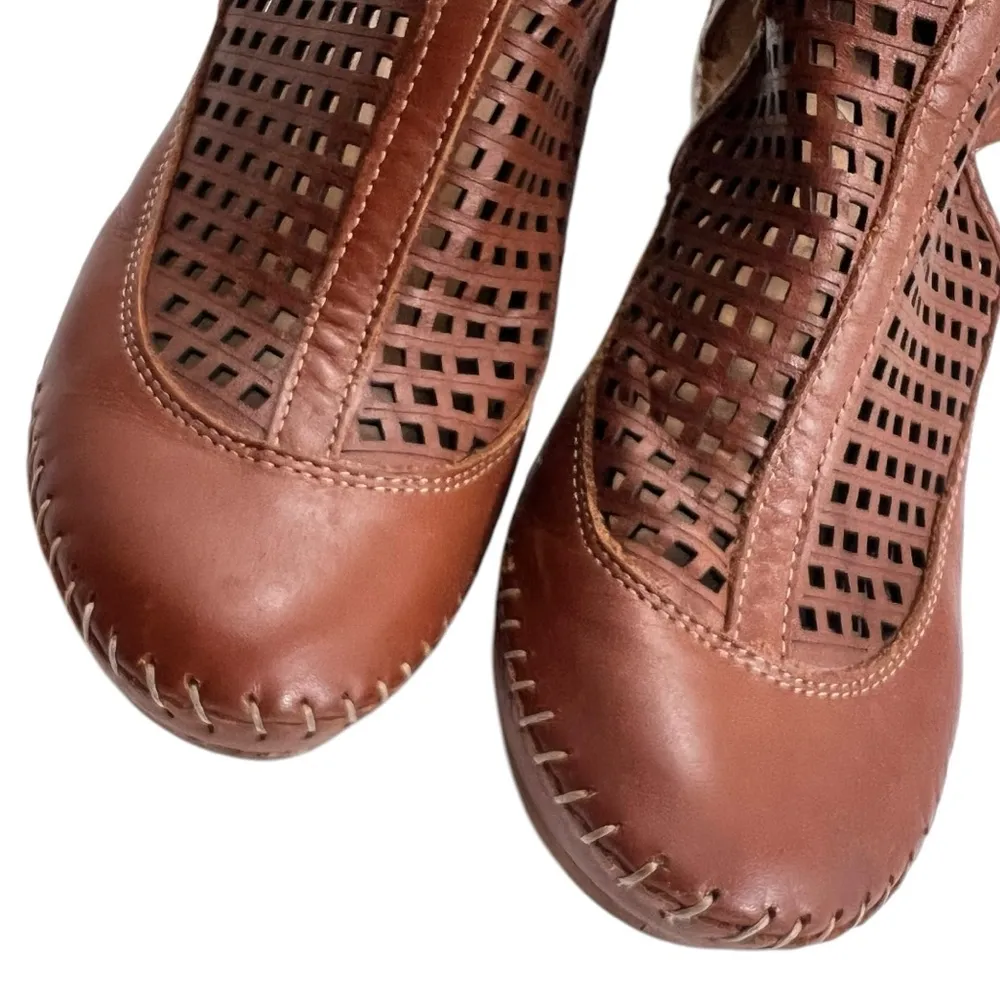 Lobo Solo Made in Mexico Cognac Platform Booties Brown Size 7.5 - Image 3